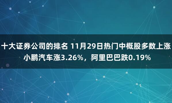 十大证券公司的排名 11月29日热门中概股多数上涨 小鹏汽车涨3.26%,阿里巴巴跌0.19%